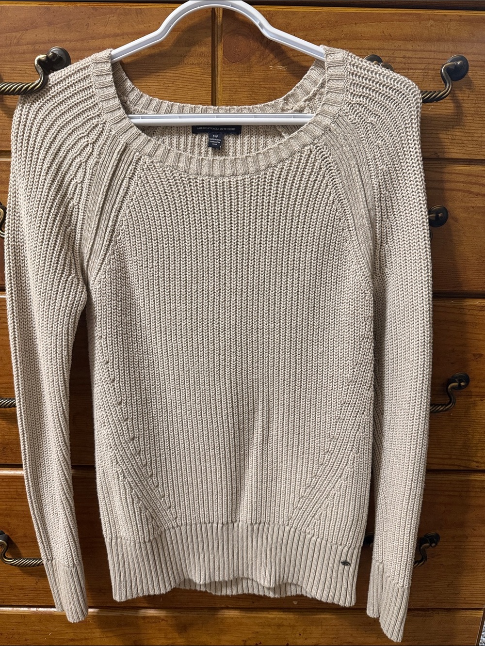 American Eagle Outfitters Neutral Beige Crew Neck Sweater